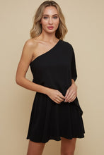 Load image into Gallery viewer, One Shoulder Black Dress
