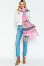 Load image into Gallery viewer, Pink Plaid Fluffy Scarf
