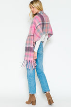 Load image into Gallery viewer, Pink Plaid Fluffy Scarf
