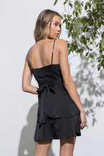 Load image into Gallery viewer, Cowl Neck Double Tiered Satin Dress

