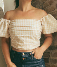 Load image into Gallery viewer, White Tan Gingham Top
