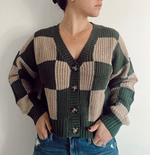 Load image into Gallery viewer, Green-Tan Checkered Cardigan
