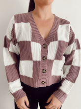 Load image into Gallery viewer, Lavender-White Checkered Cardigan
